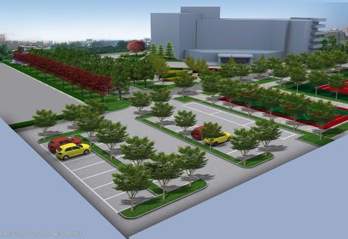 停车场周边绿地绿化改造效果图psd源文件下载图片-